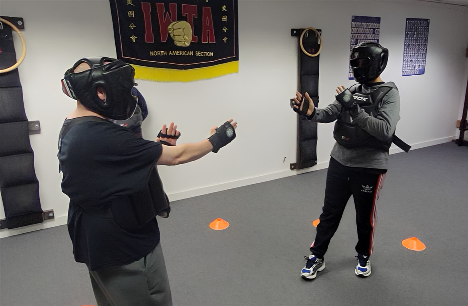 Students training in protective equipment